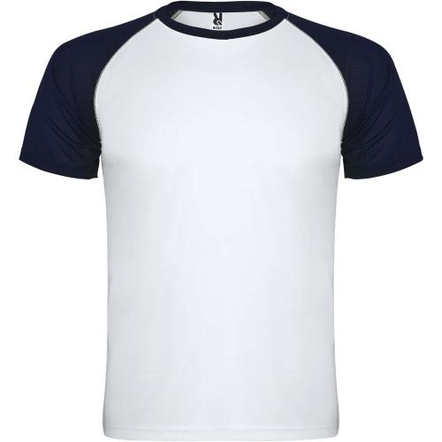 Roly Indianapolis rövid ujjú uniszex sportpóló, white, navy blue, XL