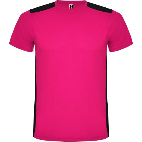 Roly Detroit rövid ujjú uniszex sportpóló, fuchsia, solid black, M