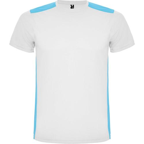 Roly Detroit rövid ujjú uniszex sportpóló, white, turquois, S
