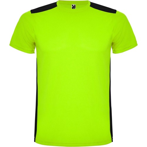 Roly Detroit rövid ujjú uniszex sportpóló, lime, solid black, M