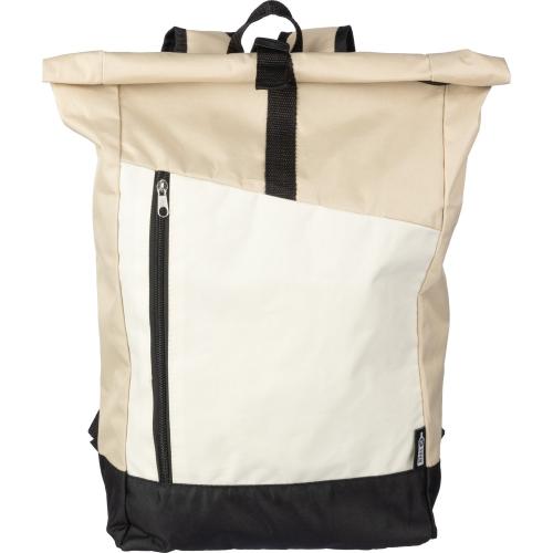 RPET roll-top hátizsák, 600D poliészter, bézs