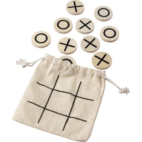 Tic-tac-toe játék natúr fából, natúr
