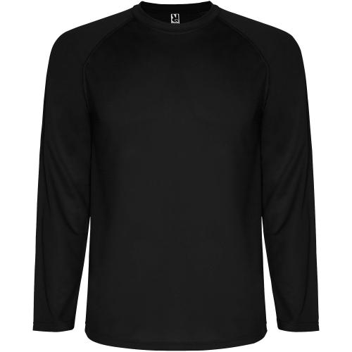 Roly Montecarlo hosszúujjú férfi sportpóló, Solid black, XL
