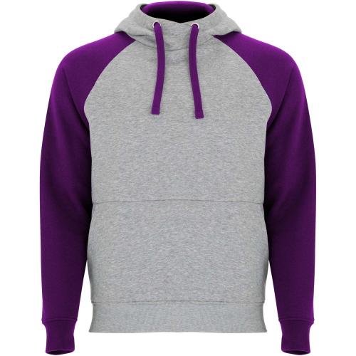 Roly Badet uniszex kapucnis pulóver, Heather grey, Purple, 3XL
