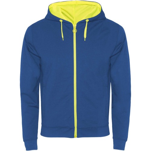 Roly Fuji uniszex cipzáros pulóver, Royal blue, Fluor Ye, L