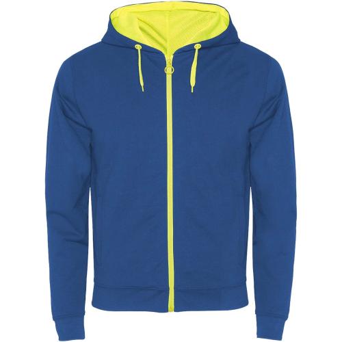 Roly Fuji uniszex cipzáros pulóver, Royal blue, Fluor Ye, XL
