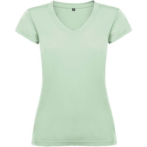 Roly Victoria női V-nyakú pamutpóló, Mist Green, XL