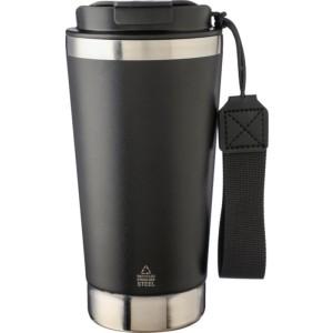 Újraacél duplafalú bögre, 500 ml, fekete