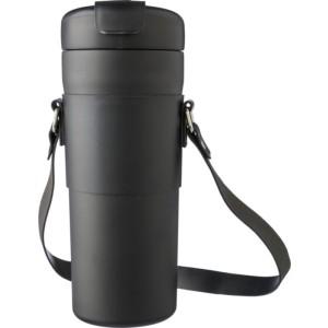 Duplafalú, rozsdamentes acél kulacs, 730 ml, fekete