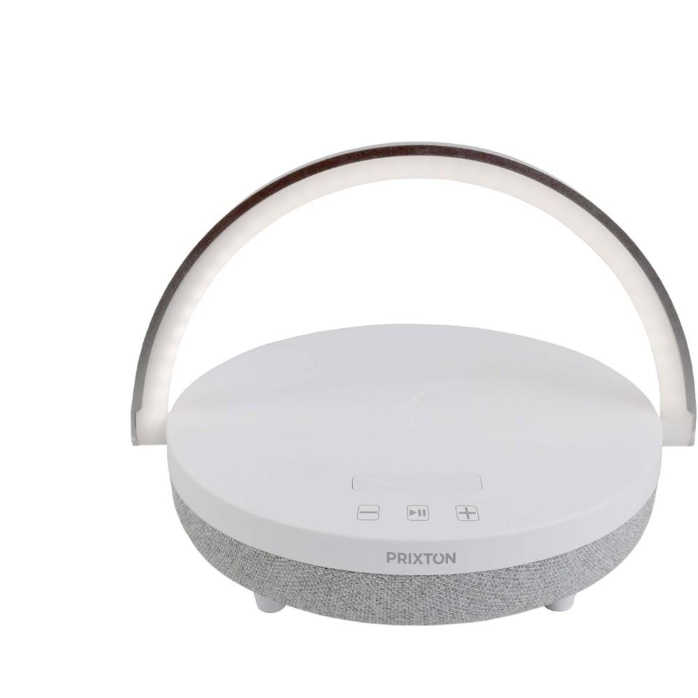 Prixton 4-in-1 10W hangszóró LED-del és töltőpaddal, fehér