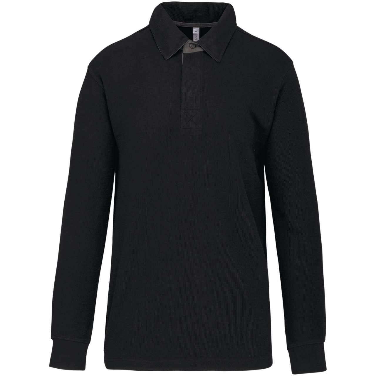 FRENCH RIB - LONG-SLEEVED RIBBED POLO SHIRT