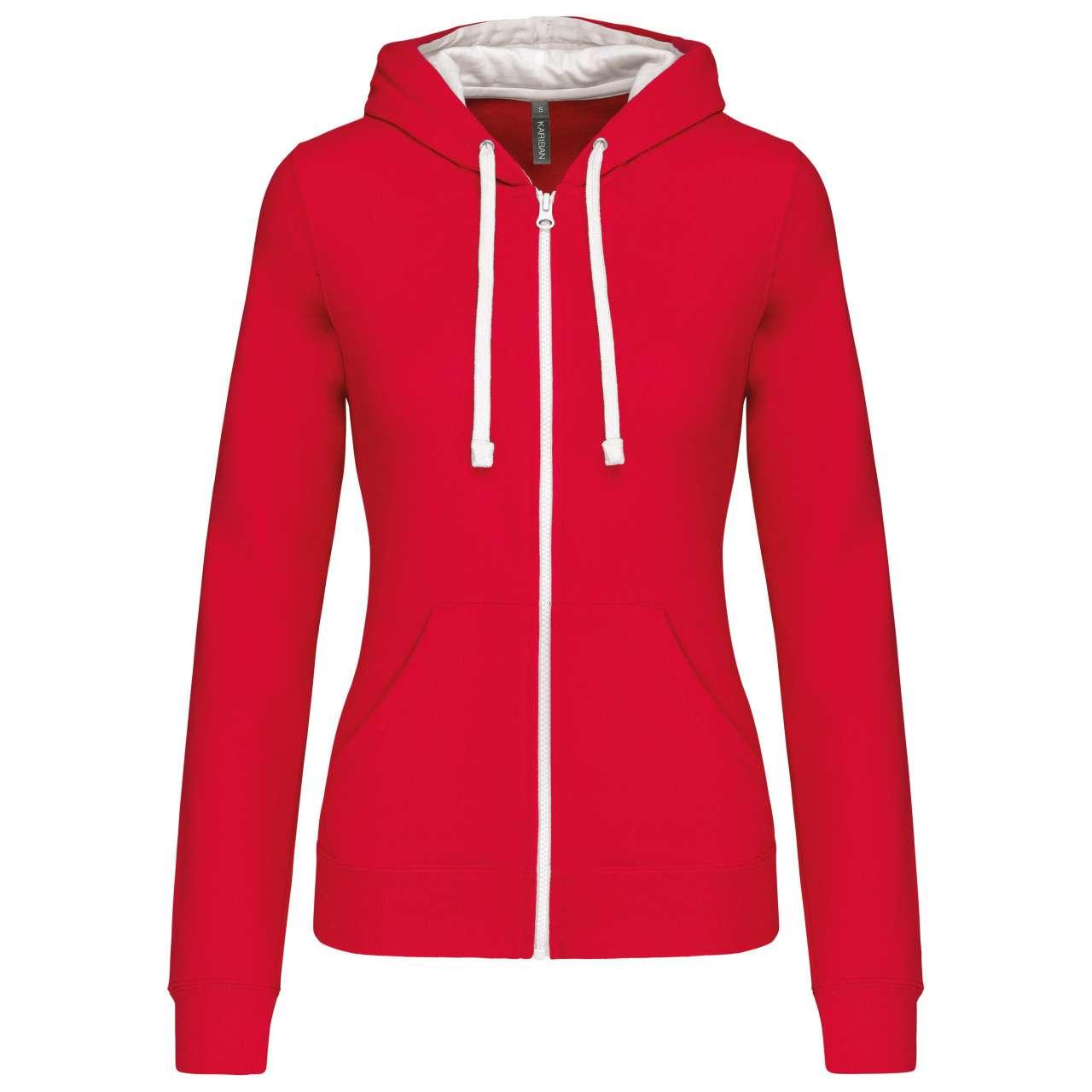 LADIES’ CONTRAST HOODED FULL ZIP SWEATSHIRT