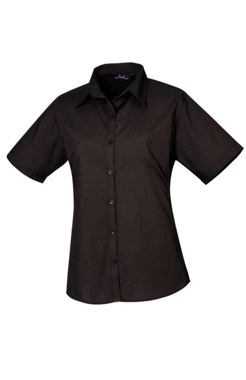 WOMEN'S SHORT SLEEVE POPLIN BLOUSE