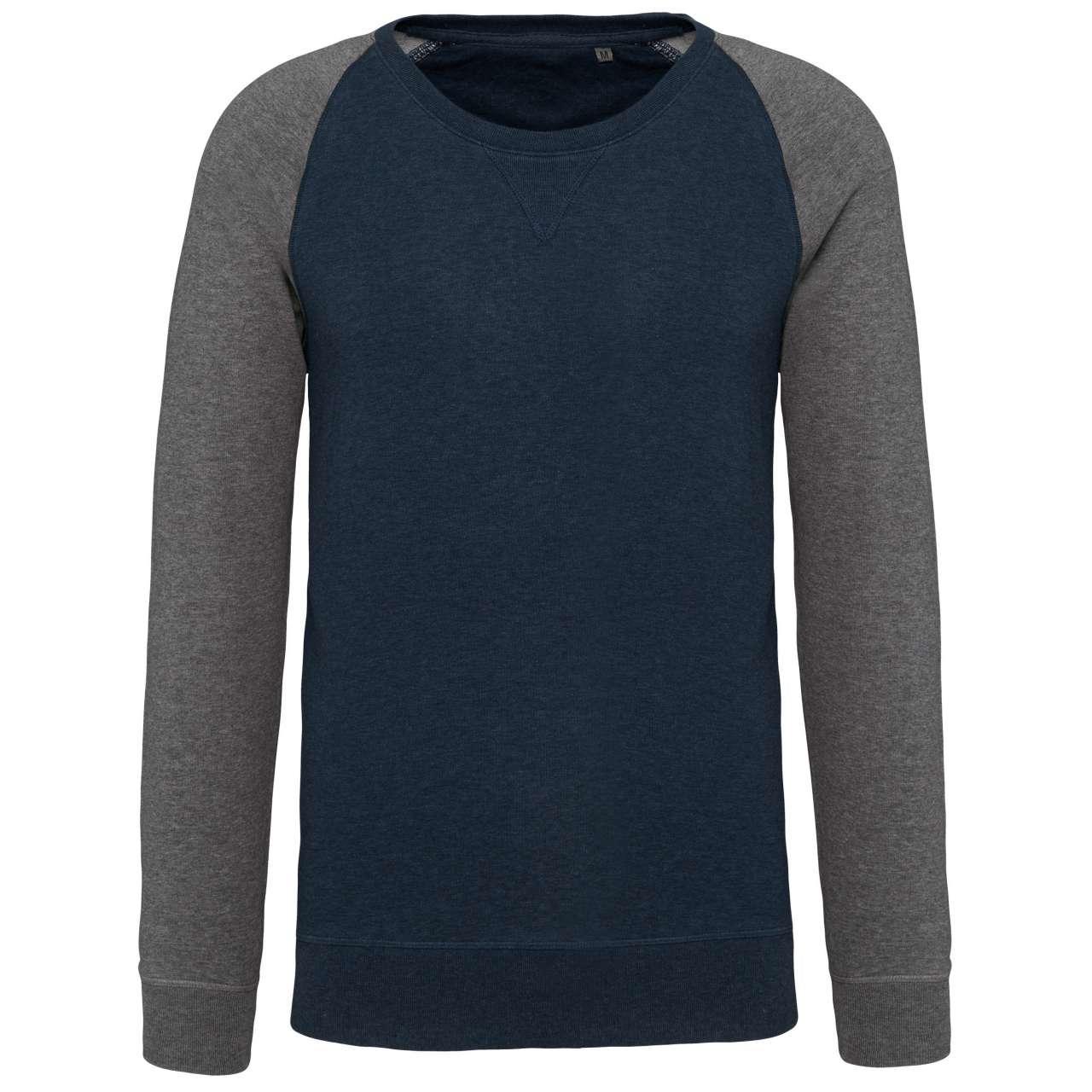 MEN'S TWO-TONE ORGANIC CREW NECK RAGLAN SLEEVE SWEATSHIRT