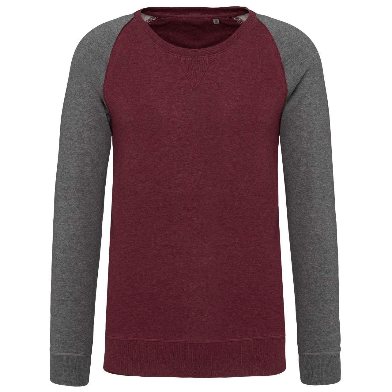 MEN'S TWO-TONE ORGANIC CREW NECK RAGLAN SLEEVE SWEATSHIRT