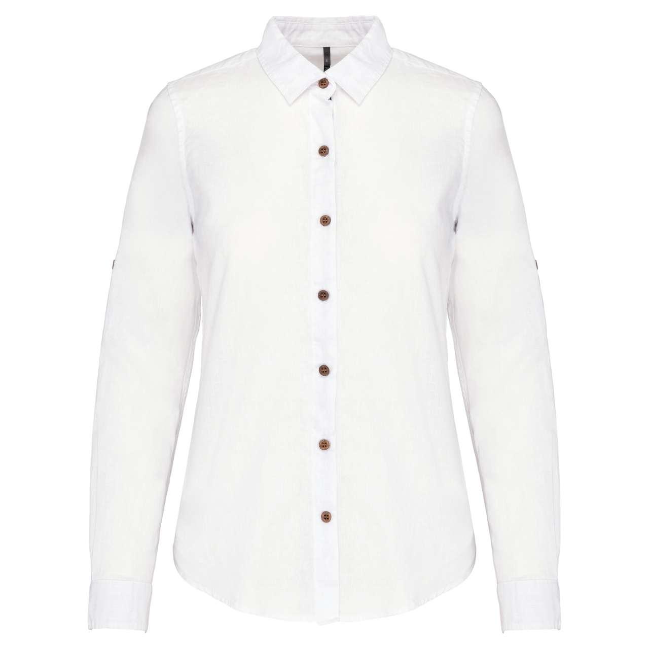 LADIES' LONG SLEEVE LINEN AND COTTON SHIRT