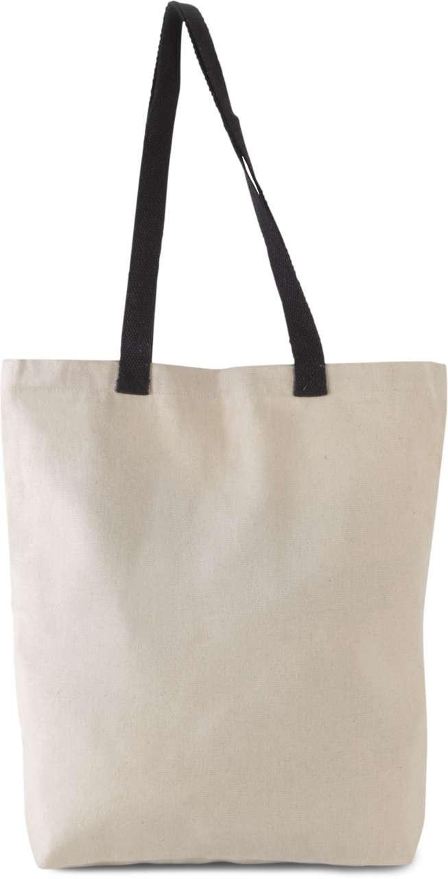 FLAT CANVAS SHOPPER WITH CONTRAST HANDLE