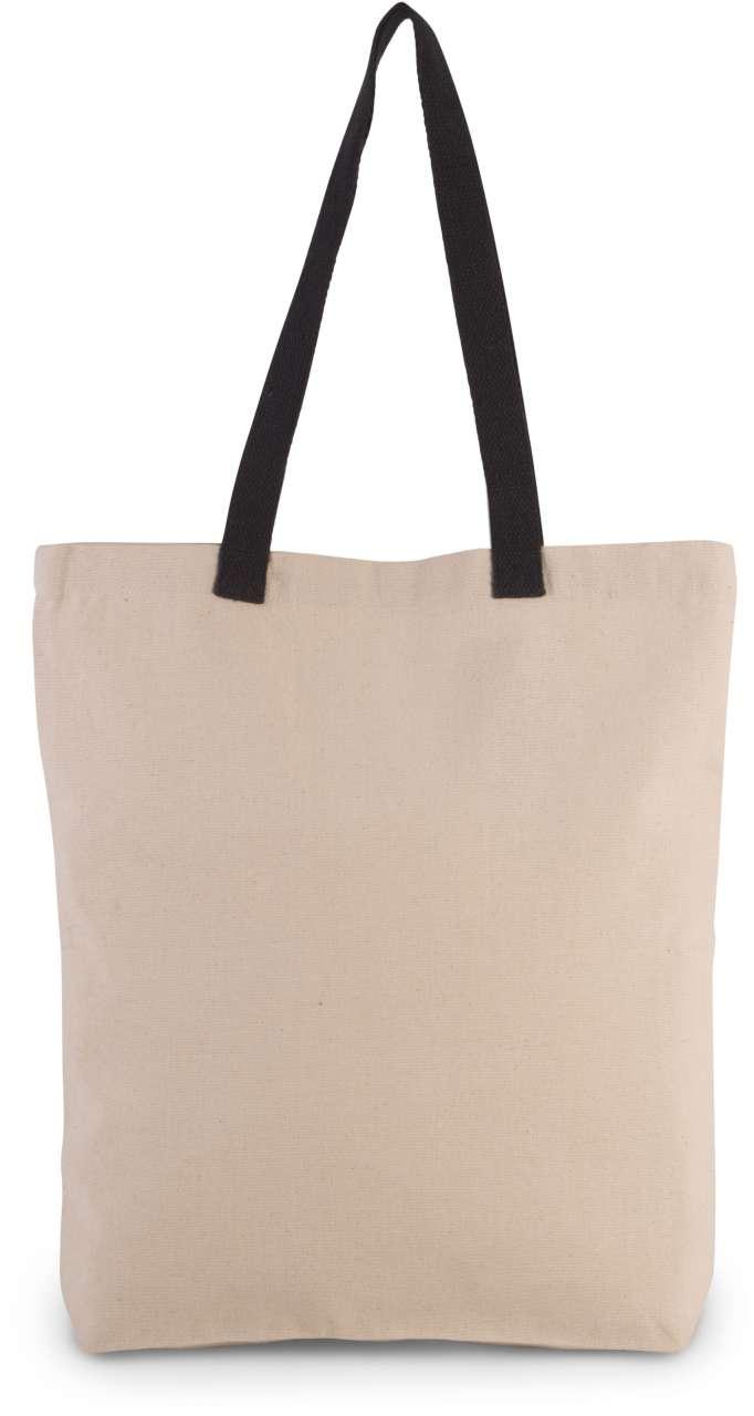 SHOPPER BAG WITH GUSSET AND CONTRAST COLOUR HANDLE