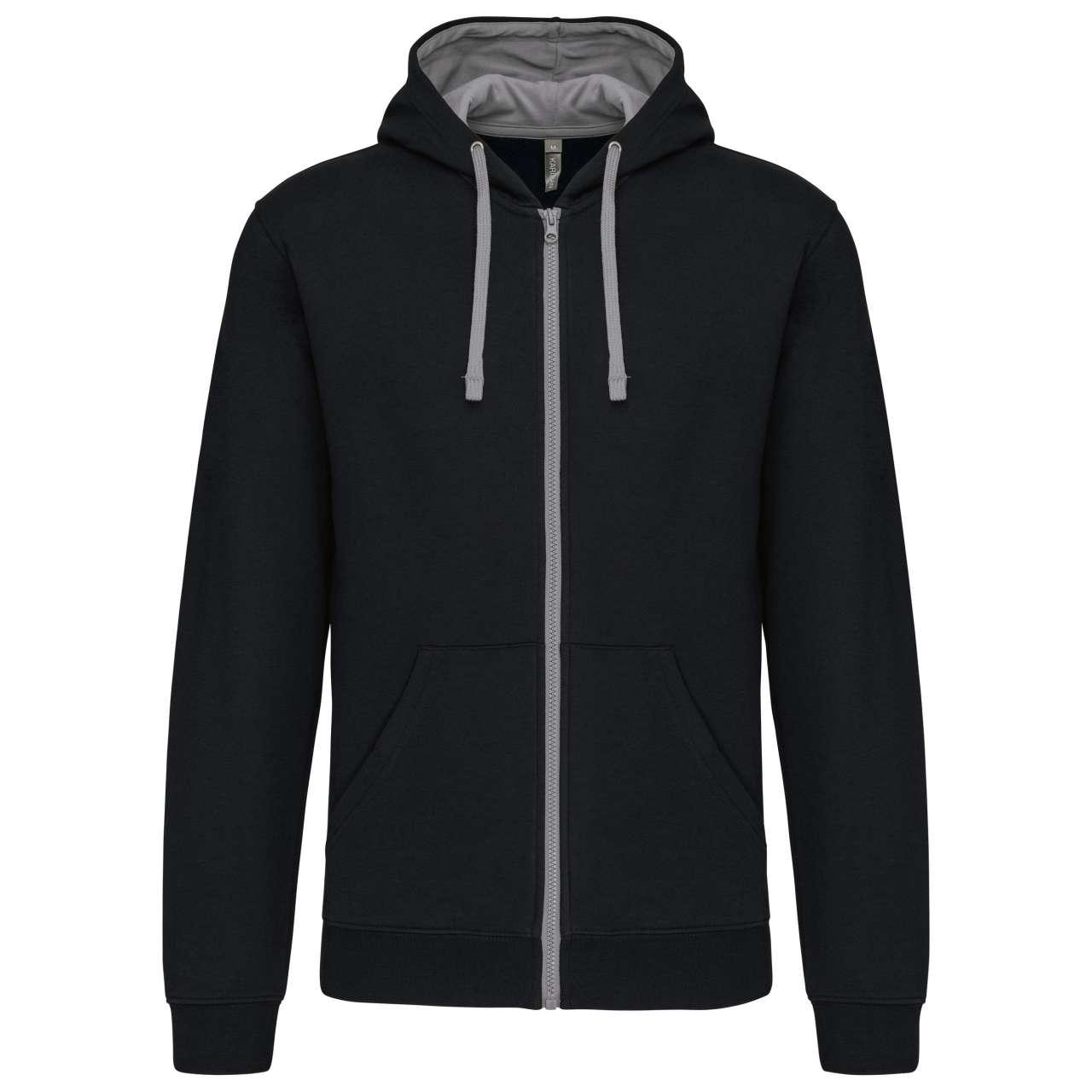 MEN'S CONTRAST HOODED FULL ZIP SWEATSHIRT