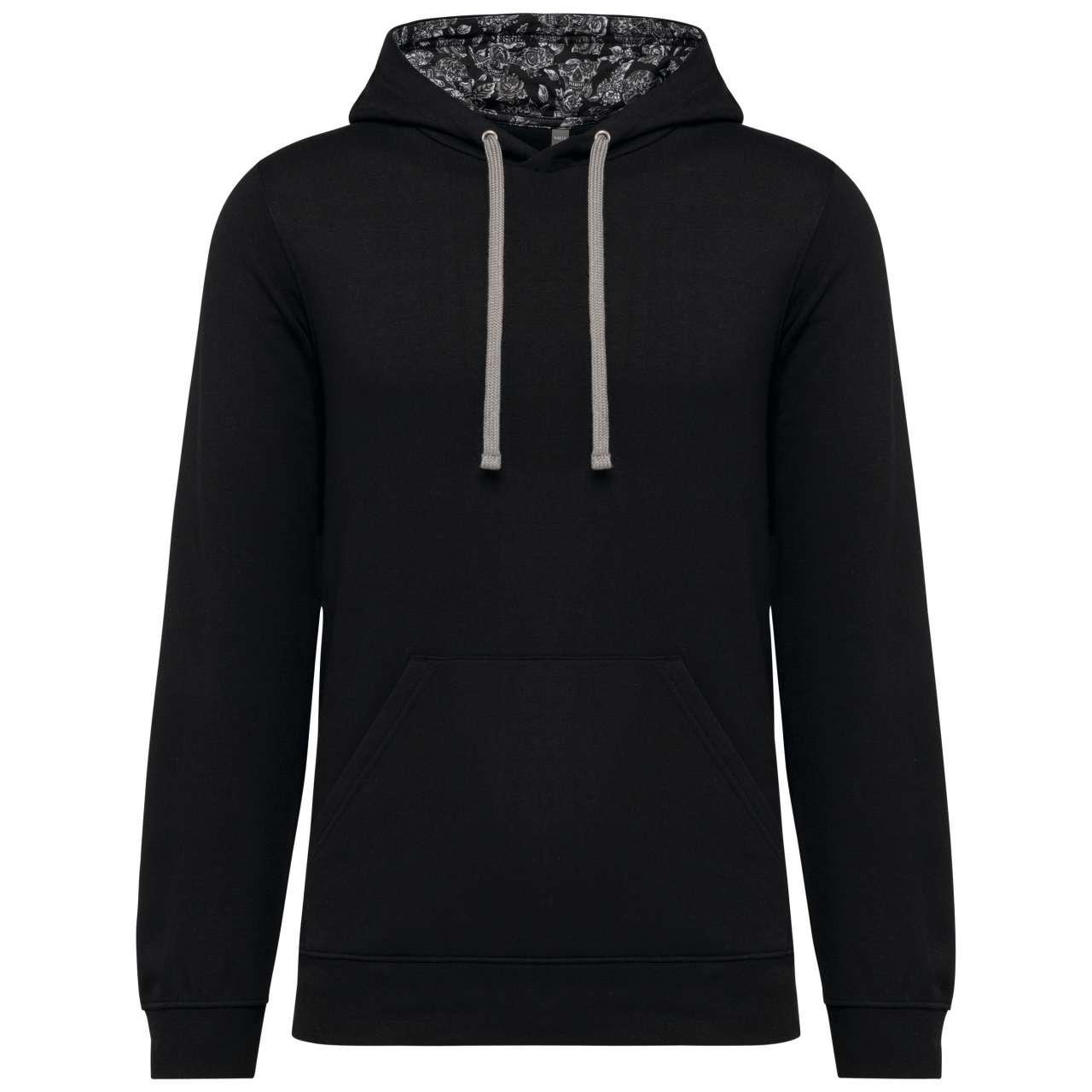 UNISEX CONTRAST PATTERNED HOODED SWEATSHIRT