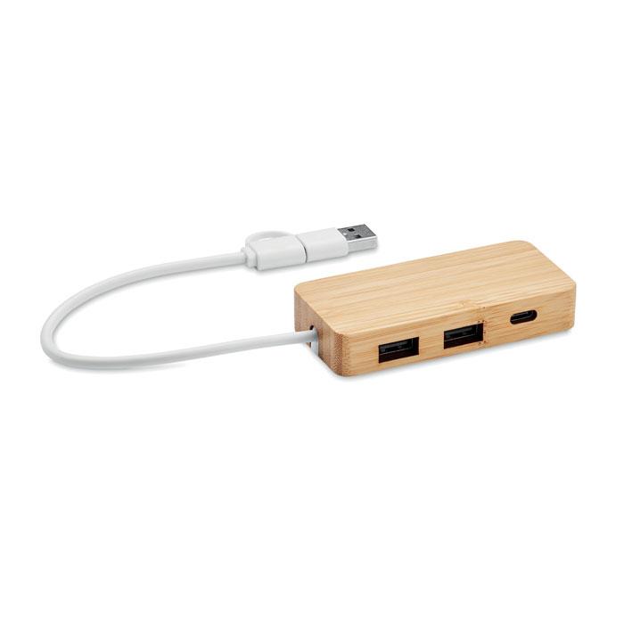 Bambusz 3 portos USB hub (MO2143-40)