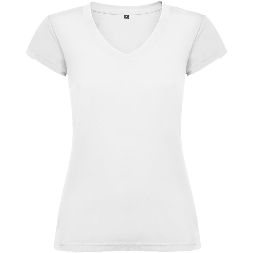 Roly Victoria női V-nyakú pamutpóló, White, XL