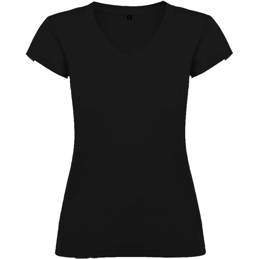 Roly Victoria női V-nyakú pamutpóló, Solid black, 2XL