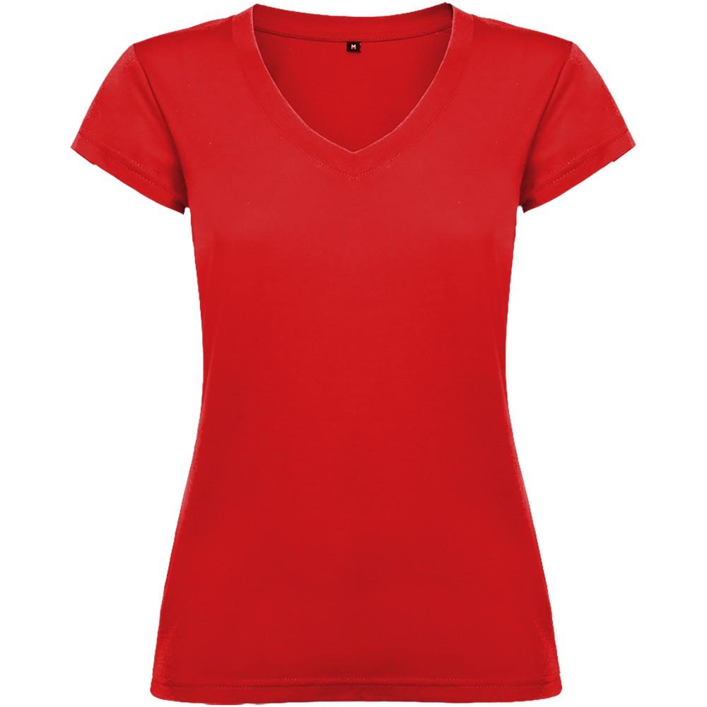 Roly Victoria női V-nyakú pamutpóló, Red, 2XL