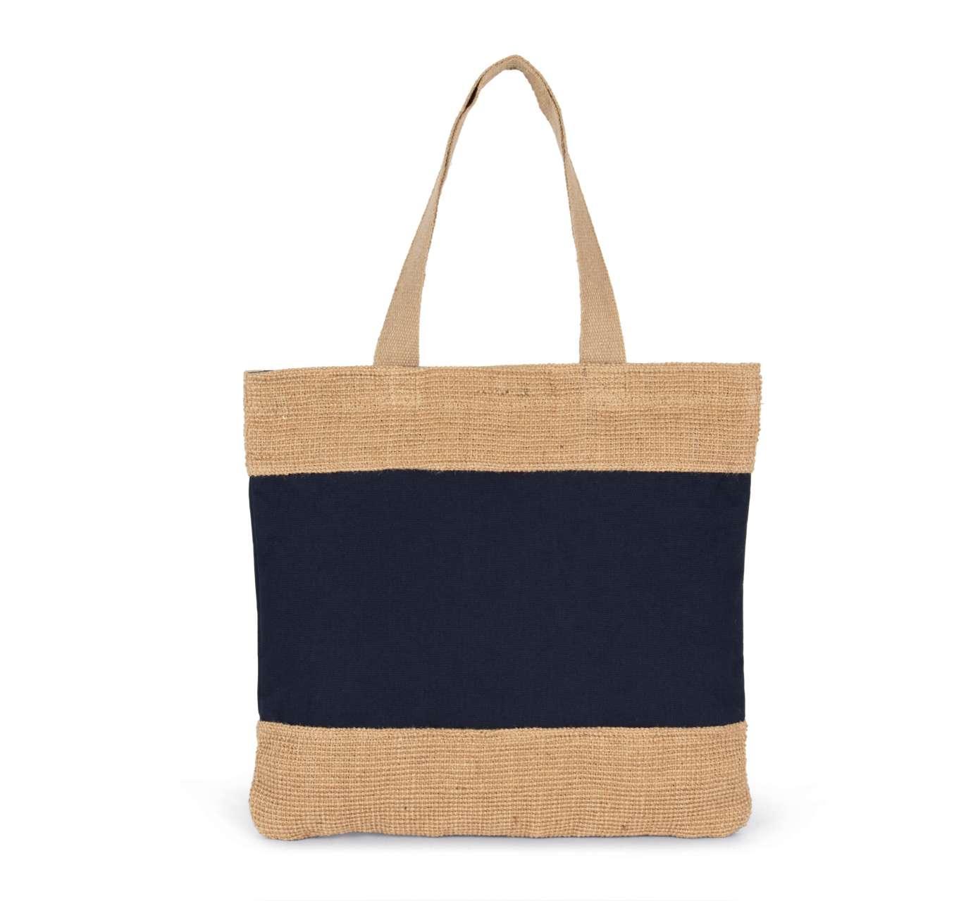 SHOPPING BAG IN COTTON AND WOVEN JUTE THREADS