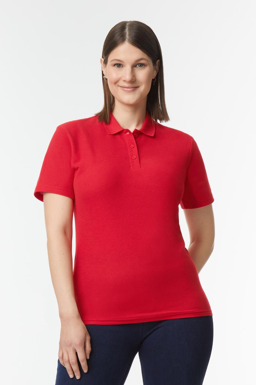 SOFTSTYLE® LADIES' DOUBLE PIQUÉ POLO WITH 3 COLOUR-MATCHED BUTTONS