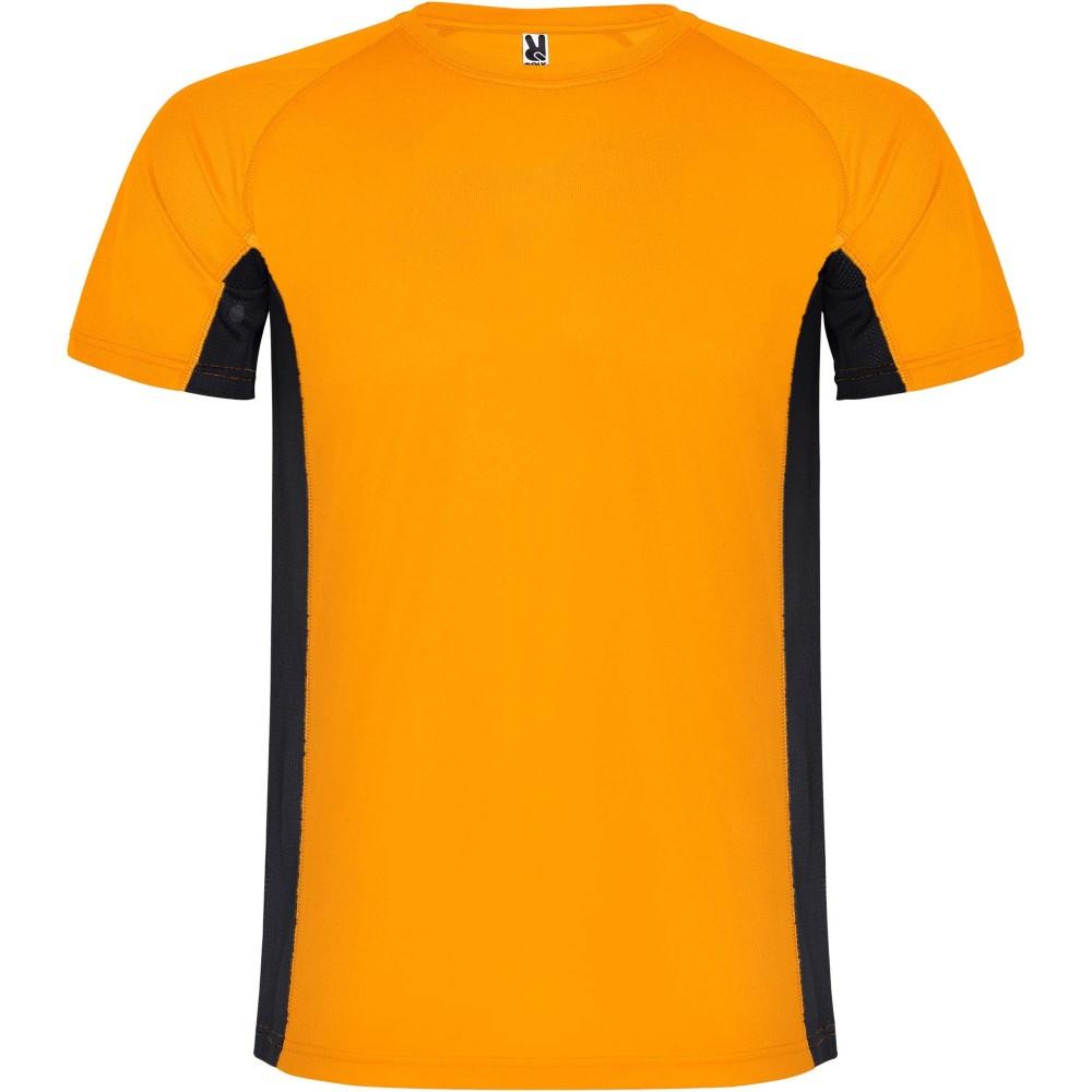 Shanghai rövid ujjú gyerek sportpóló, fluor orange, solid black, 4