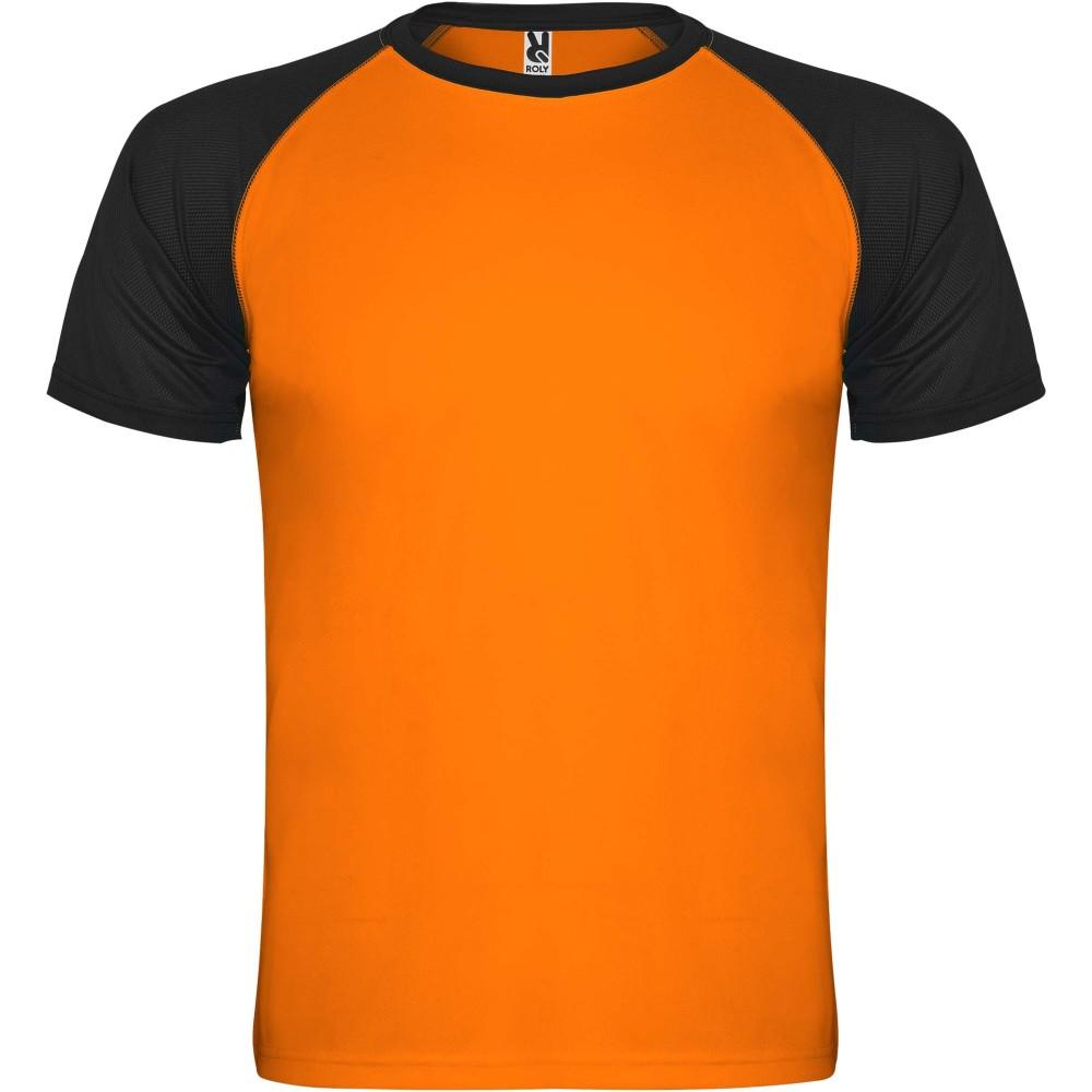 Indianapolis rövid ujjú gyerek sportpóló, fluor orange, solid black, 4