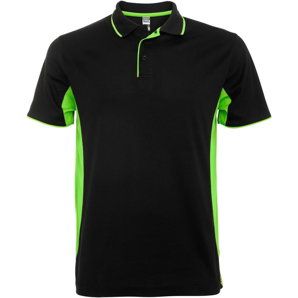 Montmelo rövid ujjú uniszex sportpóló, solid black, lime, S