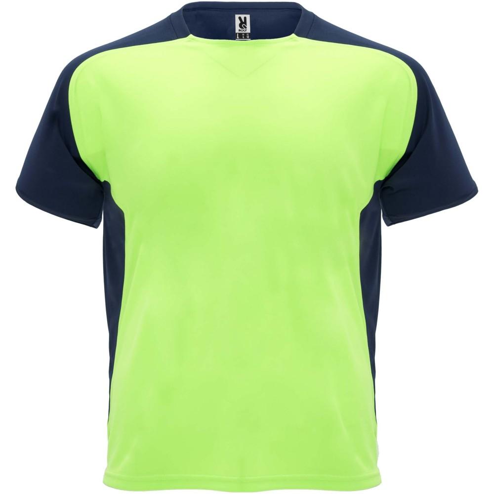 Bugatti rövid ujjú uniszex sportpóló, fluor green, navy blue, S