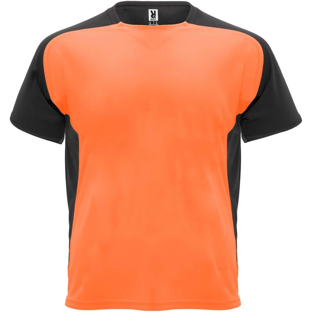 Bugatti rövid ujjú uniszex sportpóló, fluor orange, solid black, 2XL