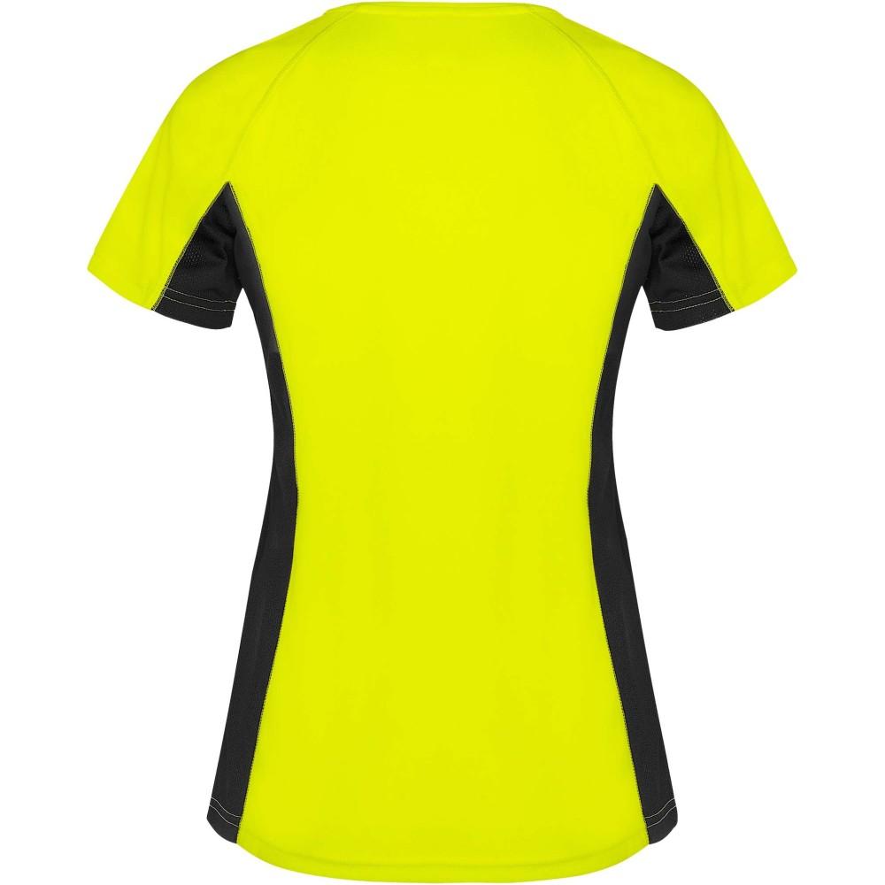 Shanghai rövid ujjú női sportpóló, fluor yellow, solid black, S