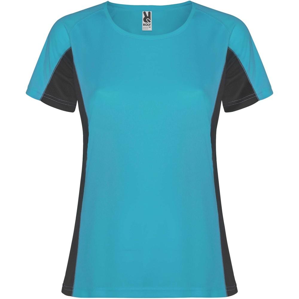 Shanghai rövid ujjú női sportpóló, turquois, dark lead, XL