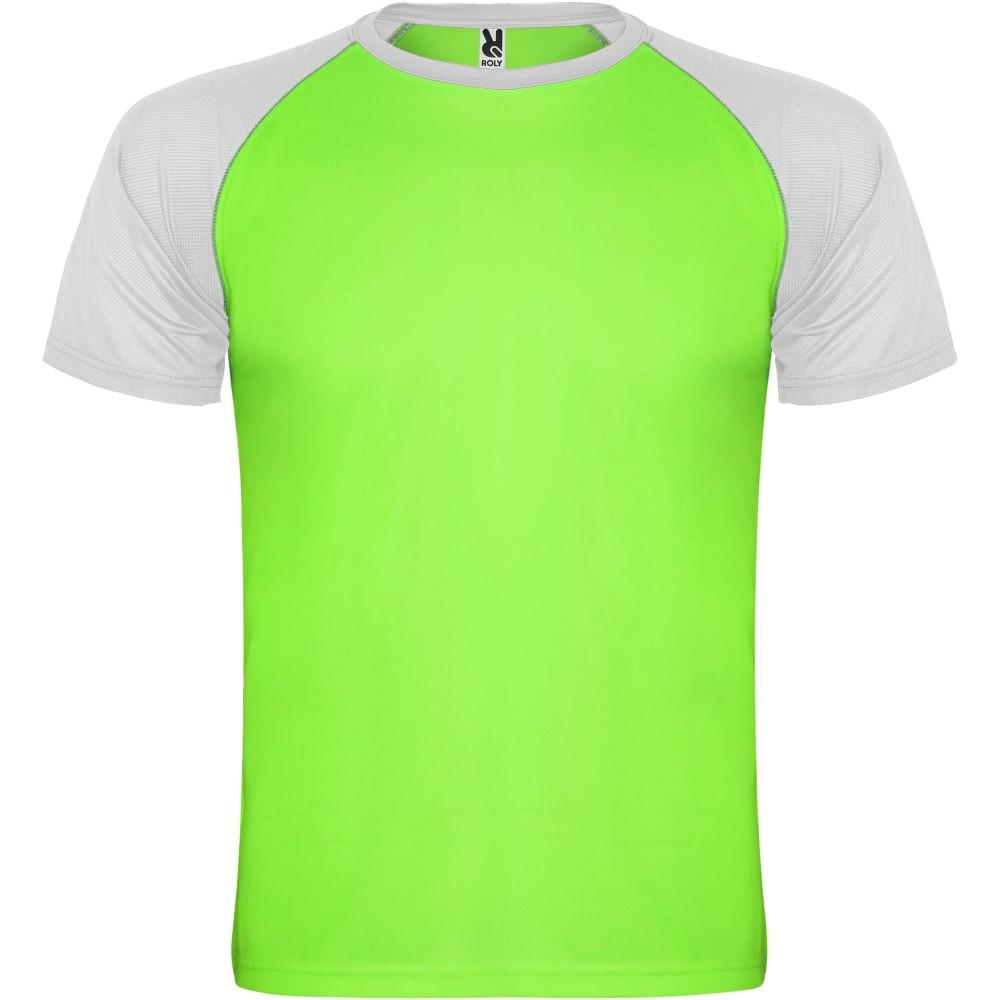 Indianapolis rövid ujjú uniszex sportpóló, fluor green, white, S