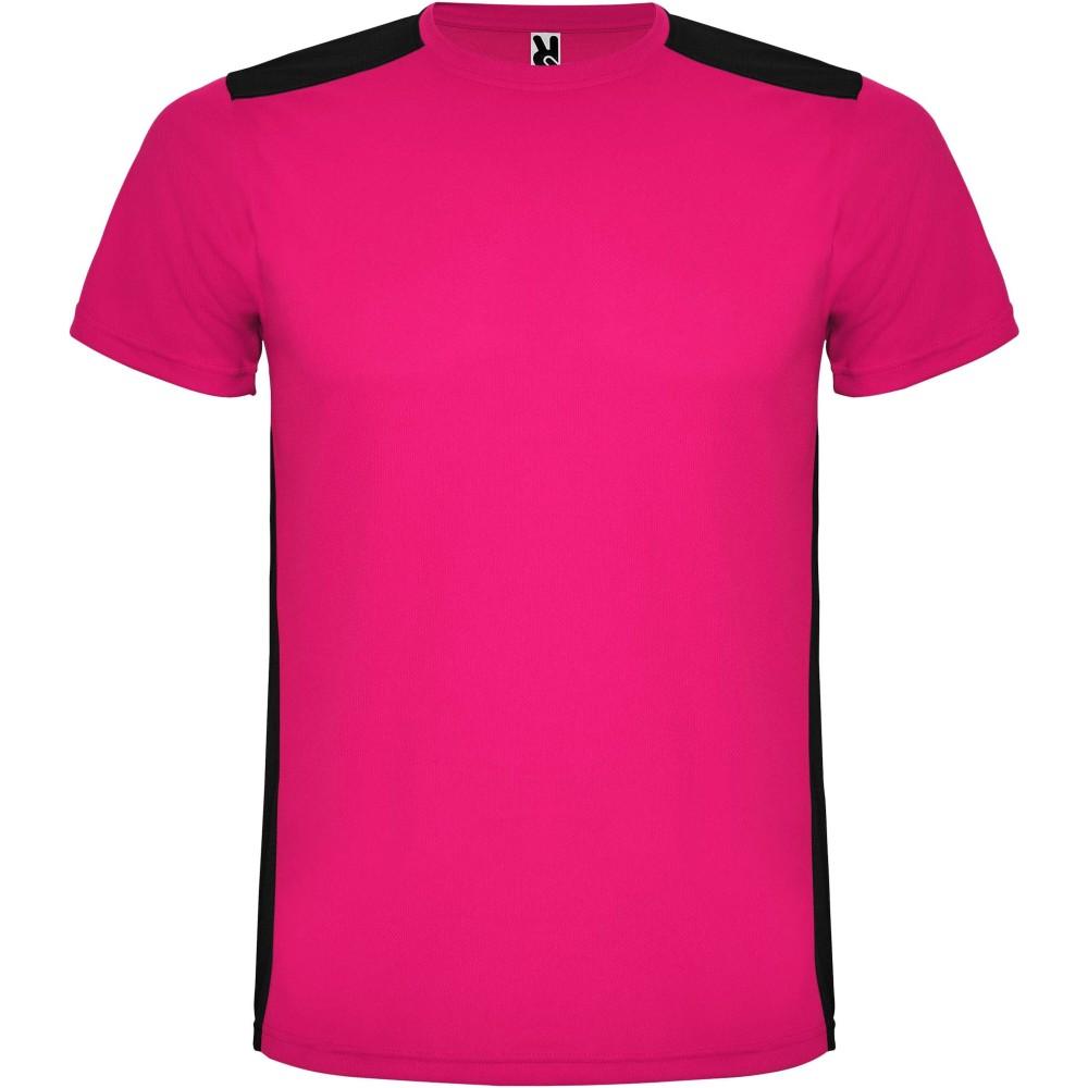 Detroit rövid ujjú uniszex sportpóló, fuchsia, solid black, S