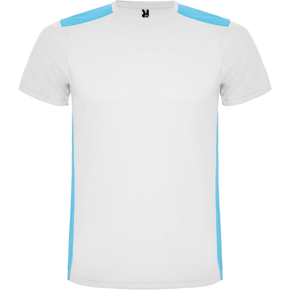 Detroit rövid ujjú uniszex sportpóló, white, turquois, XL