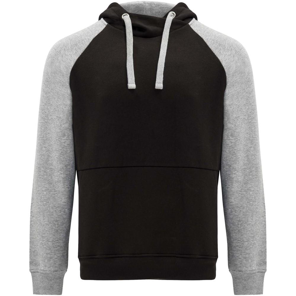 Roly Badet uniszex kapucnis pulóver, Solid black, Heather grey, XL