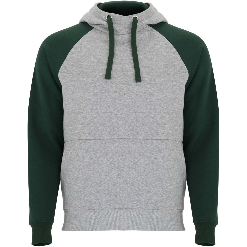 Roly Badet uniszex kapucnis pulóver, Heather grey, Bottle green, S