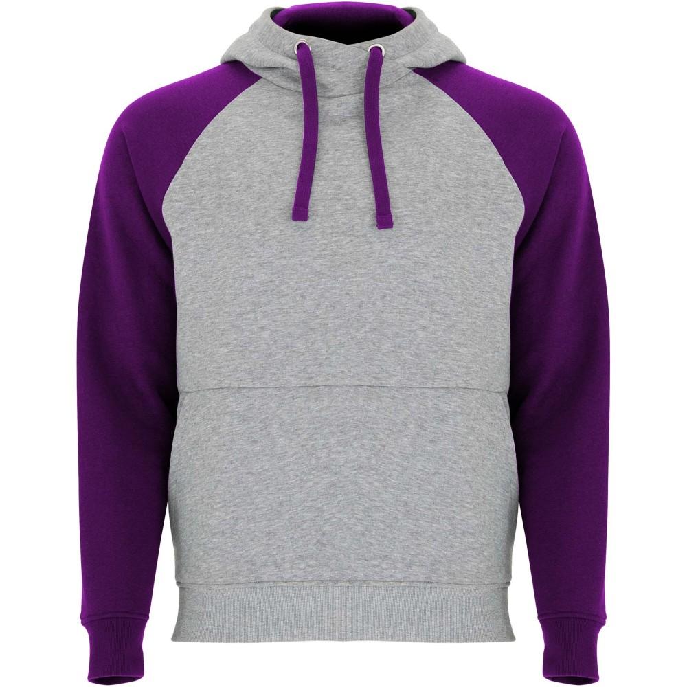 Roly Badet uniszex kapucnis pulóver, Heather grey, Purple, XL