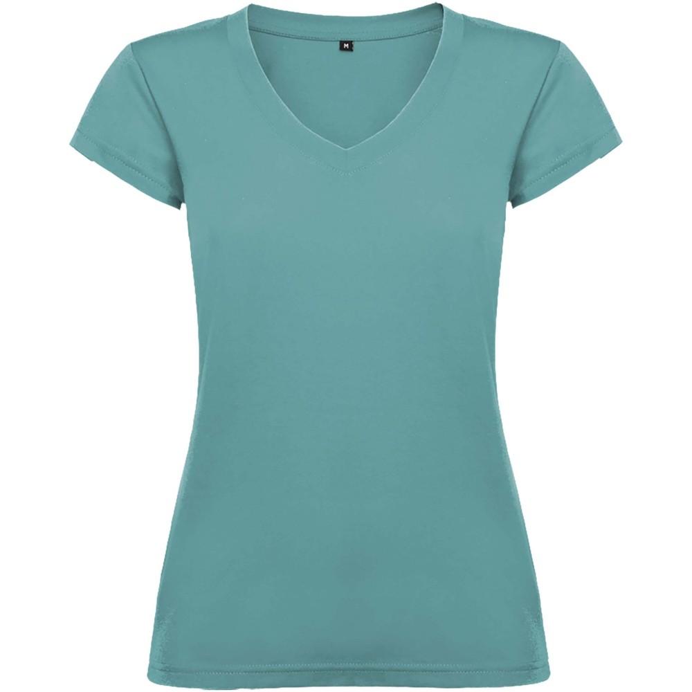Roly Victoria női V-nyakú pamutpóló, Dusty Blue, L