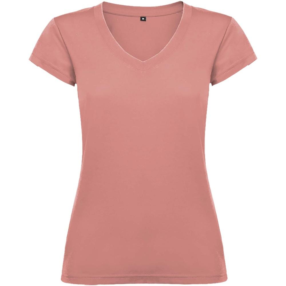 Roly Victoria női V-nyakú pamutpóló, Clay Orange, 3XL