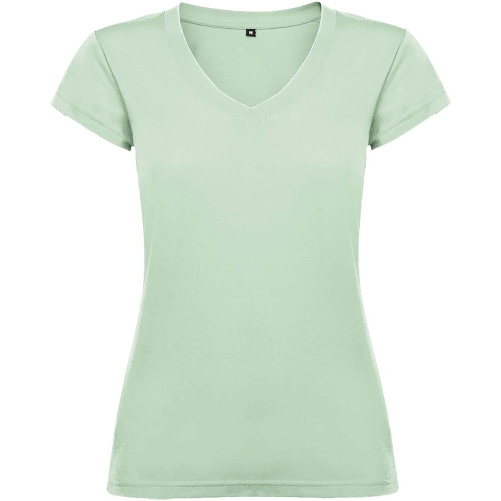 Roly Victoria női V-nyakú pamutpóló, Mist Green, L